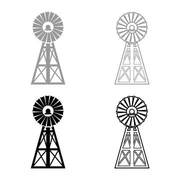 Wind generator set icon grey black color vector illustration image solid fill イラスト素材