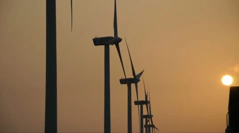 Wind generator with the sunset Video stock 10864881