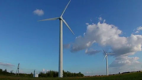 Wind generator at sunset Stock Footage 76239608