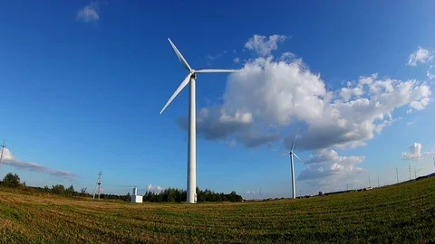 Wind generator at sunset Stock Footage 76360908