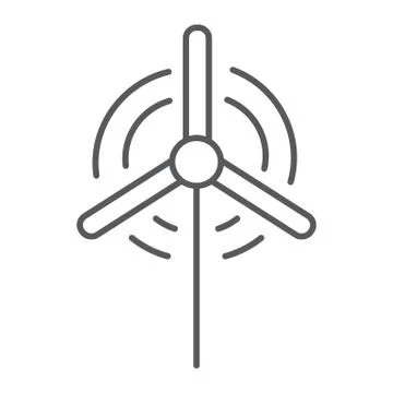 Wind generator thin line icon, ecology and energy, wind turbine sign, vector Stock Illustration