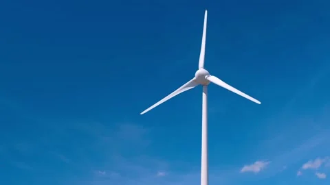 Wind generator turbine in sky Stock Footage 184954385