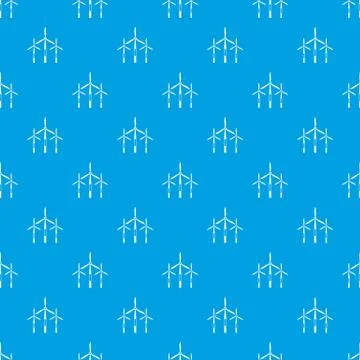Wind generator turbines pattern seamless blue Stock Illustration