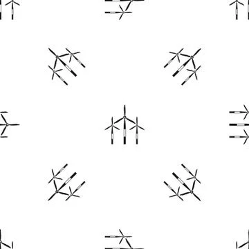 Wind generator turbines pattern seamless black Stock Illustration