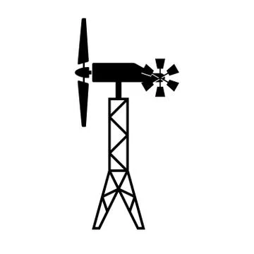 Wind generator with windrose  Illustrazione stock