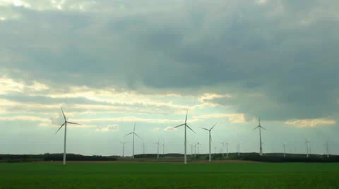 Wind generators and white clouds Stock Footage 23224452