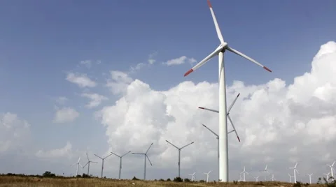 Wind generators with clouds timelapse Stock Footage 44138994