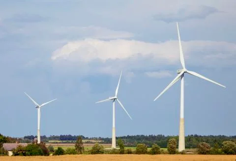 Wind generators in a field Stock Photos