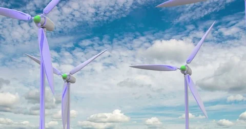 Wind generators in the field, time laps, video loop Video stock 81277763