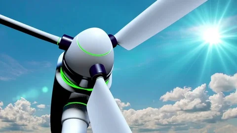 Wind generators in the field, time laps, video loop Video stock 81574262