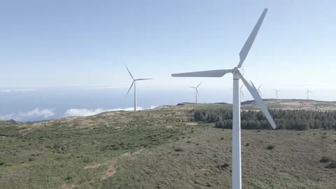 Wind generators, filmed with drone Stock Footage 158636685