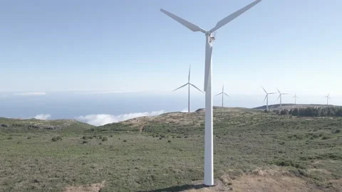 Wind generators, filmed with drone Stock Footage 158637001