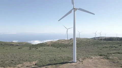 Wind generators, filmed with drone Stock Footage 158637002