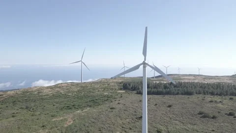 Wind generators, filmed with drone Stock Footage 158637048