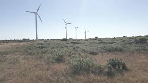 Wind generators, filmed with drone Stock Footage 158637375