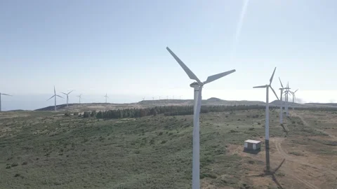 Wind generators, filmed with drone Stock Footage 158638019