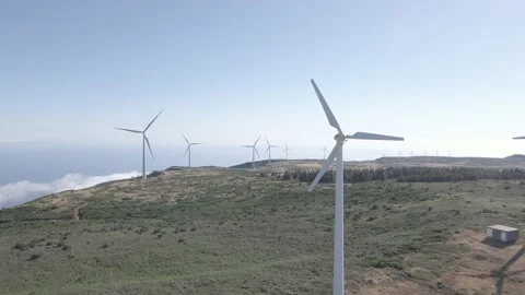 Wind generators, filmed with drone Stock Footage 158638303