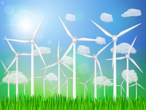 Wind generators landscape Stock Illustration