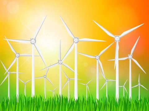 Wind generators landscape Stock Illustration