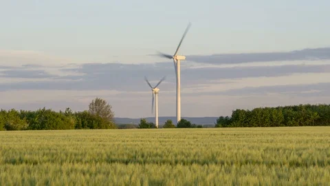 Wind generators on the outskirts of Hannover in Germany Stock Footage 116683000