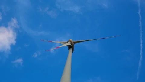 Wind generators over sky background Stockbeeldmateriaal 70523647