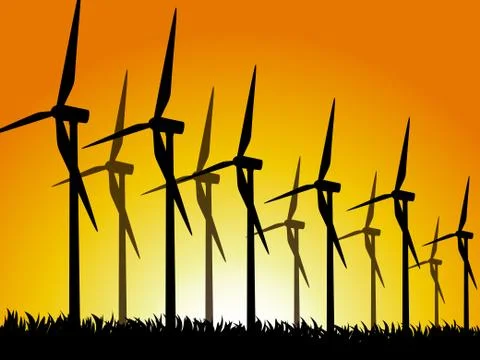 Wind generators silhouet 스톡 일러스트