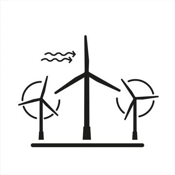 Wind generators silhouettes. Wind power plant. Illustrazione stock