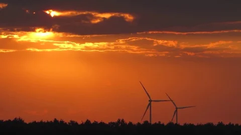 Wind generators at sunset. Stock Footage 80090185