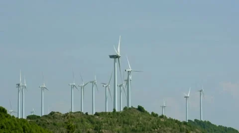 Wind generators on the top of the mountain Stock Footage 12462514