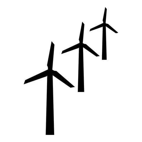 Wind generators turbine power Windmill clean energy concept icon black color  Stock Illustration