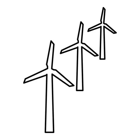 Wind generators turbine power Windmill clean energy concept contour outline l 스톡 일러스트
