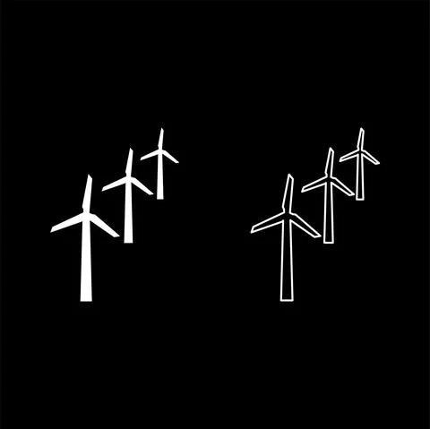Wind generators turbine power Windmill clean energy concept set icon white co Stock Illustration