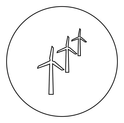 Wind generators turbine power Windmill clean energy concept icon in circle ro Stock Illustration