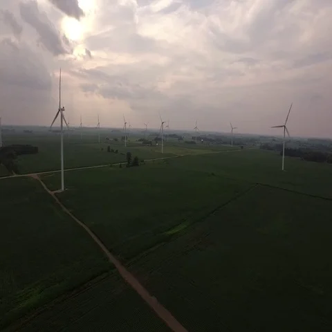 Wind Generators, Wind, Farm Close Fly By Stock-Footage 69496970