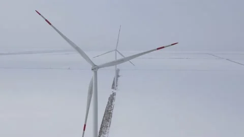Wind generators winter landscape. Stock Footage 170543364