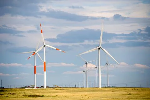 Wind generators work for the benefit of mankind. Stock Photos