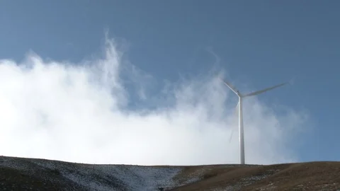 Wind Gust And Cloud Spin Turbine Blades Video stock 71603145