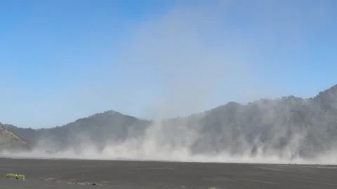 Wind Gust Blowing Sand at Mount Bromo Caldera, East Java, Indonesia 스톡 동영상 342686133