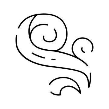 Wind gust swirling lines abstract weather blowing current Stock Illustration