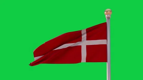 Wind gusts making Danish flag fluttering on metal pole, calming on transparent 库存影片 337945525