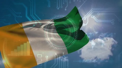 Wind gusts starting flag motion, tricolor flag waving and rippling while HUD Stock Footage 329505529