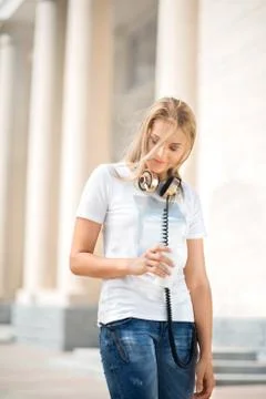 With wind in hair. Stock Photos