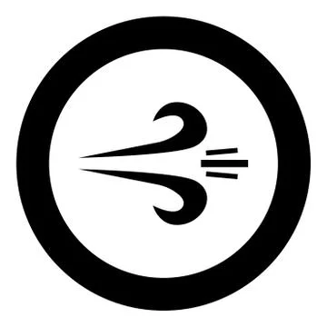 Wind  icon black color in circle or round Stock Illustration