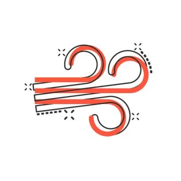 Wind icon in comic style. Air cartoon vector illustration on white isolated b Stockillustratie