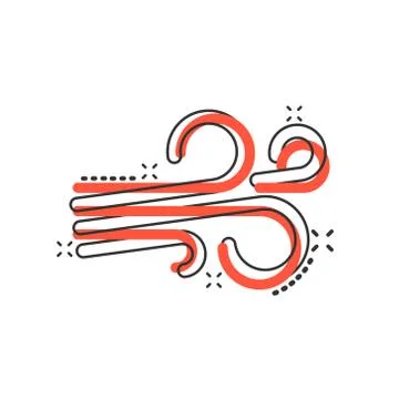 Wind icon in comic style. Air cartoon vector illustration on white isolated b Stockillustratie