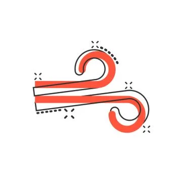 Wind icon in comic style. Air cartoon vector illustration on white isolated b Stockillustratie