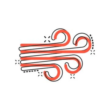 Wind icon in comic style. Air cartoon vector illustration on white isolated b 스톡 일러스트