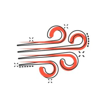 Wind icon in comic style. Air cartoon vector illustration on white isolated b Stockillustratie