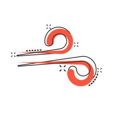 Wind icon in comic style. Air cartoon vector illustration on white isolated b 스톡 일러스트