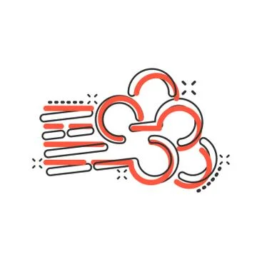 Wind icon in comic style. Air cartoon vector illustration on white isolated b Stockillustratie